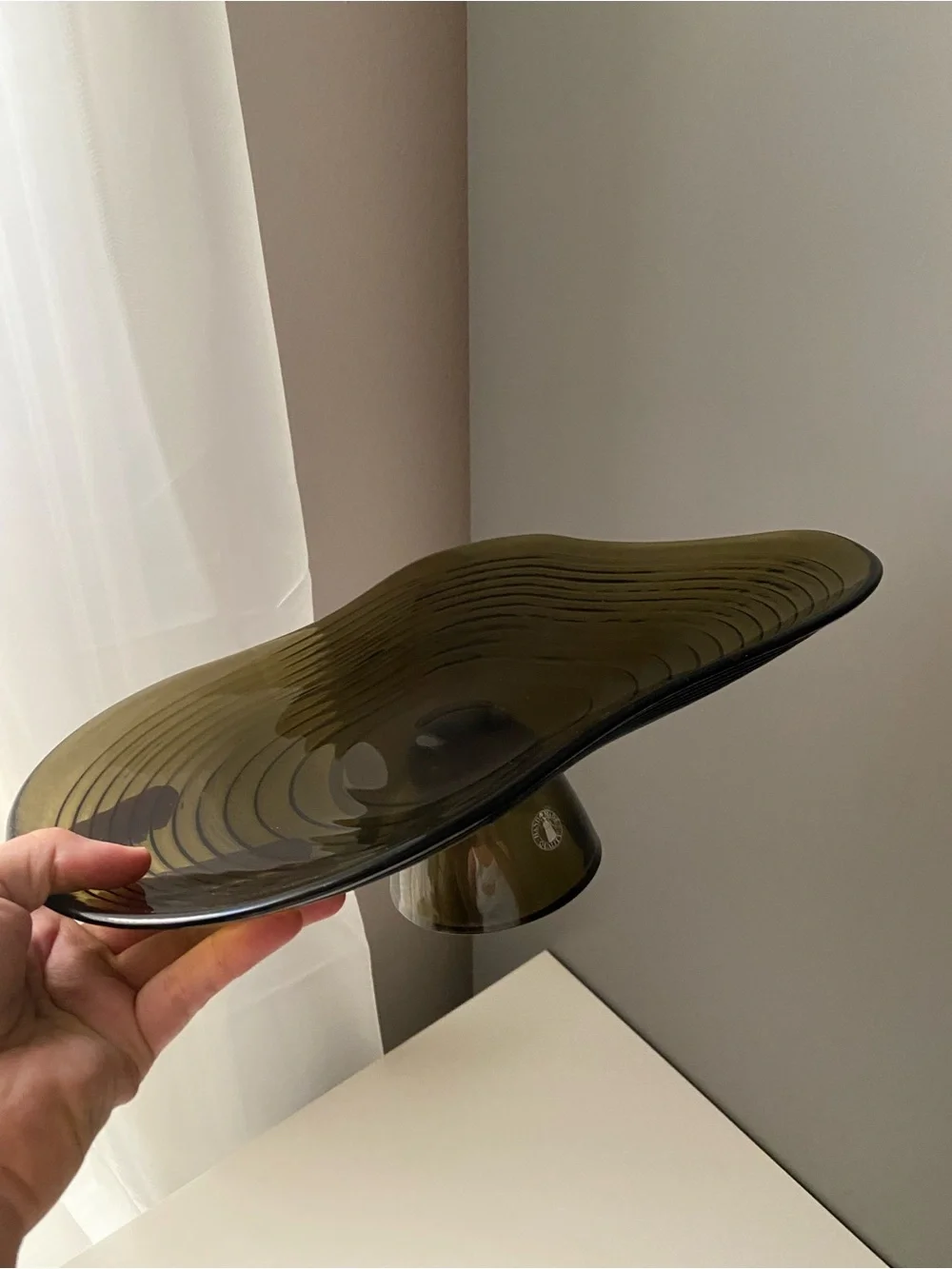 IKEA HÄCKPOPPEL decorative bowl with base brown, 24 cm pedestal bowl